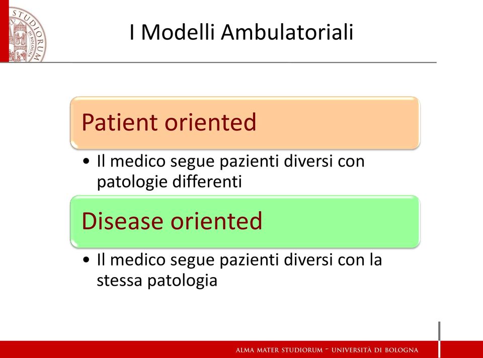 patologie differenti Disease oriented  la