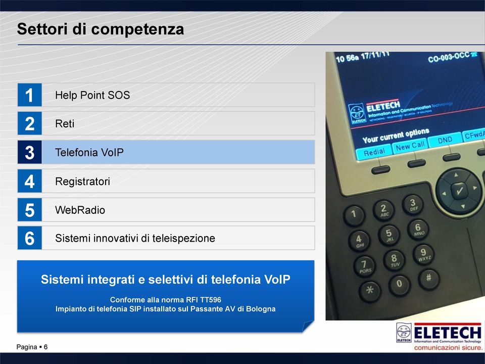 integrati e selettivi di telefonia VoIP Conforme alla norma RFI TT596