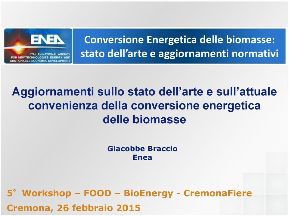 attuale convenienza della conversione energetica delle biomasse