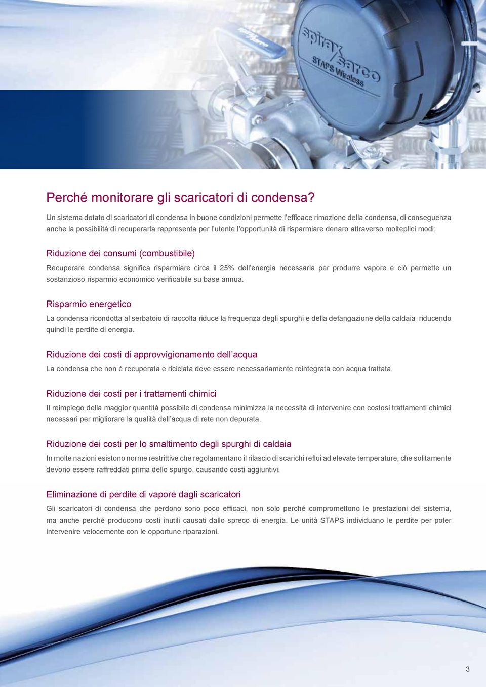 opportunità di risparmiare denaro attraverso molteplici modi: Riduzione dei consumi (combustibile) Recuperare condensa significa risparmiare circa il 25% dell energia necessaria per produrre vapore e