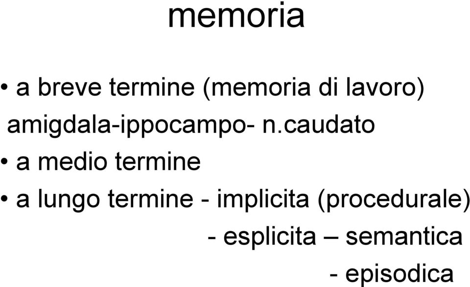 caudato a medio termine a lungo termine -