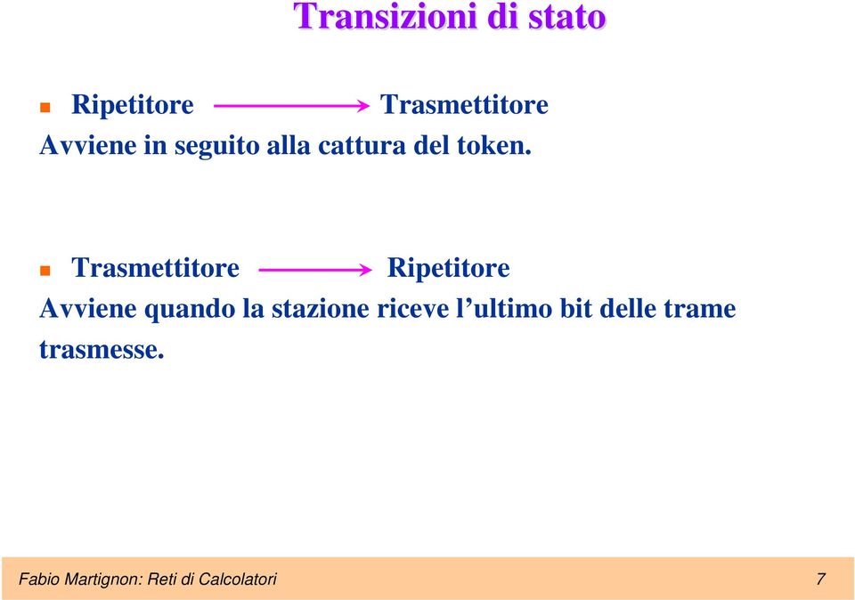 Trasmettitore Ripetitore Avviene quando la stazione