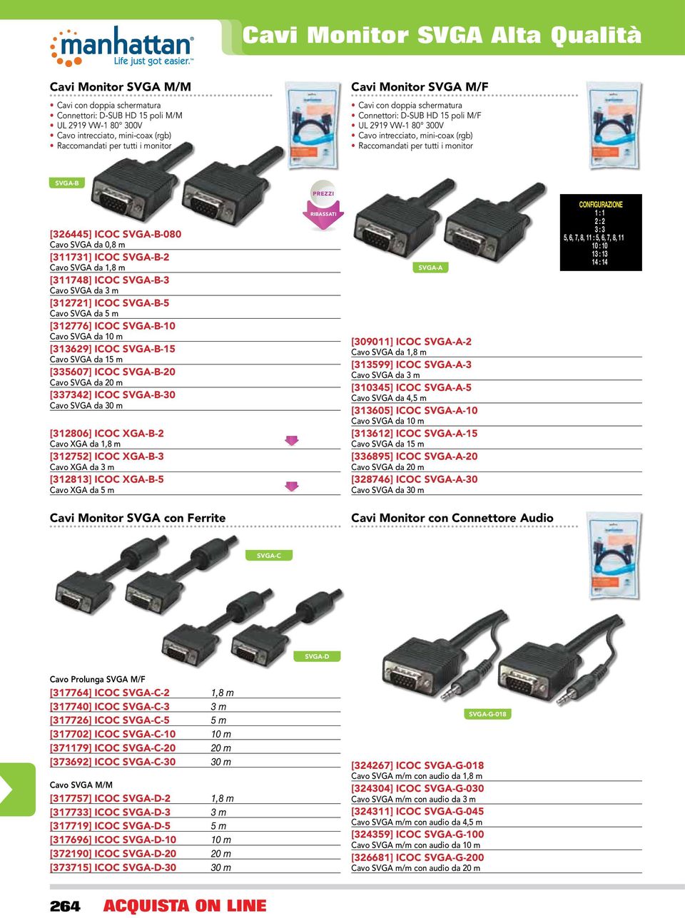 ICOC SVGA-B-080 Cavo SVGA da 0,8 m [311731] ICOC SVGA-B-2 Cavo SVGA da 1,8 m [311748] ICOC SVGA-B-3 Cavo SVGA da 3 m [312721] ICOC SVGA-B-5 Cavo SVGA da 5 m [312776] ICOC SVGA-B-10 Cavo SVGA da 10 m