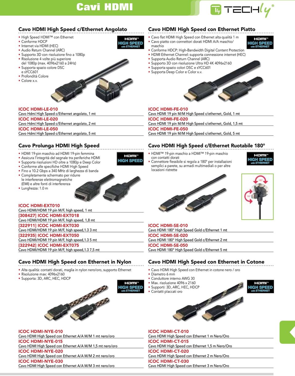 Ethernet alta qualità 1 m Cavo piatto con connettori dorati HDMI A/A maschio/ maschio Conforme HDCP: High-Bandwidth Digital Content Protection HDMI Ethernet Channel: supporta connessione internet