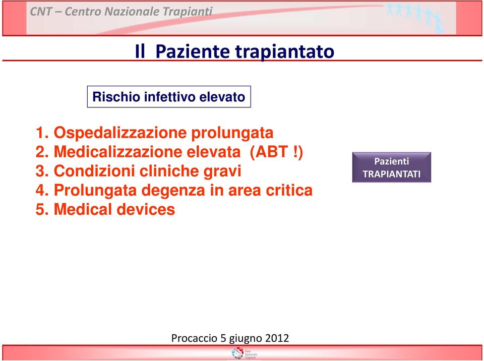 Medicalizzazione elevata (ABT!) 3. Condizioni cliniche gravi 4.