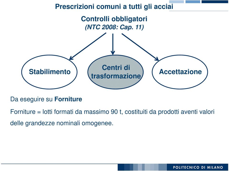 11) Stabilimento Centri di trasformazione Accettazione Da eseguire