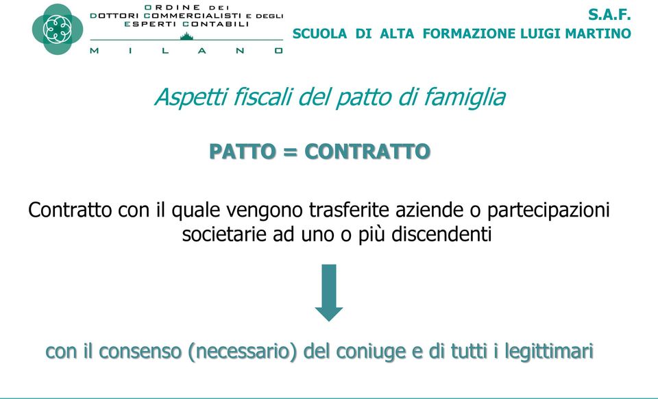 partecipazioni societarie ad uno o più discendenti con