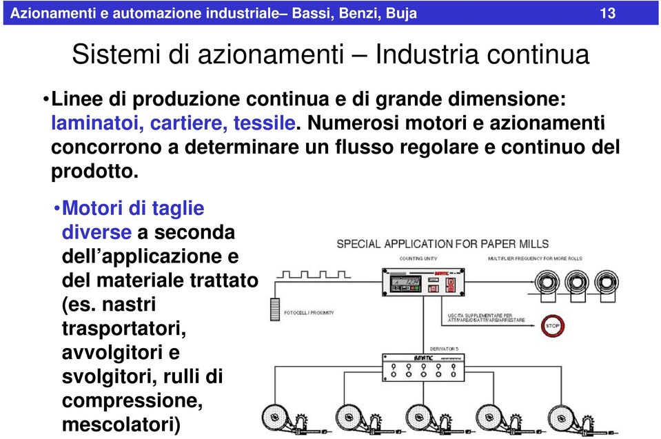 Numerosi motori e azionamenti concorrono a determinare un flusso regolare e continuo del prodotto.