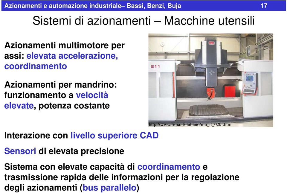 Interazione con livello superiore CAD Sensori di elevata precisione http://www.fidia.it/italiano/mu_it_02kr.