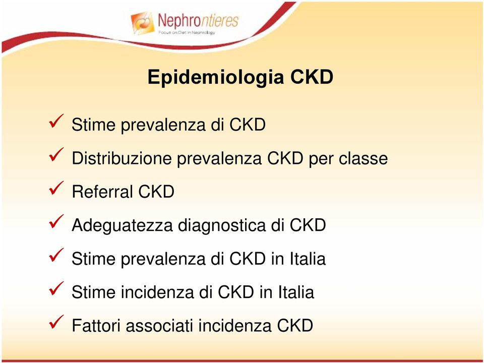 diagnostica di CKD Stime prevalenza di CKD in Italia