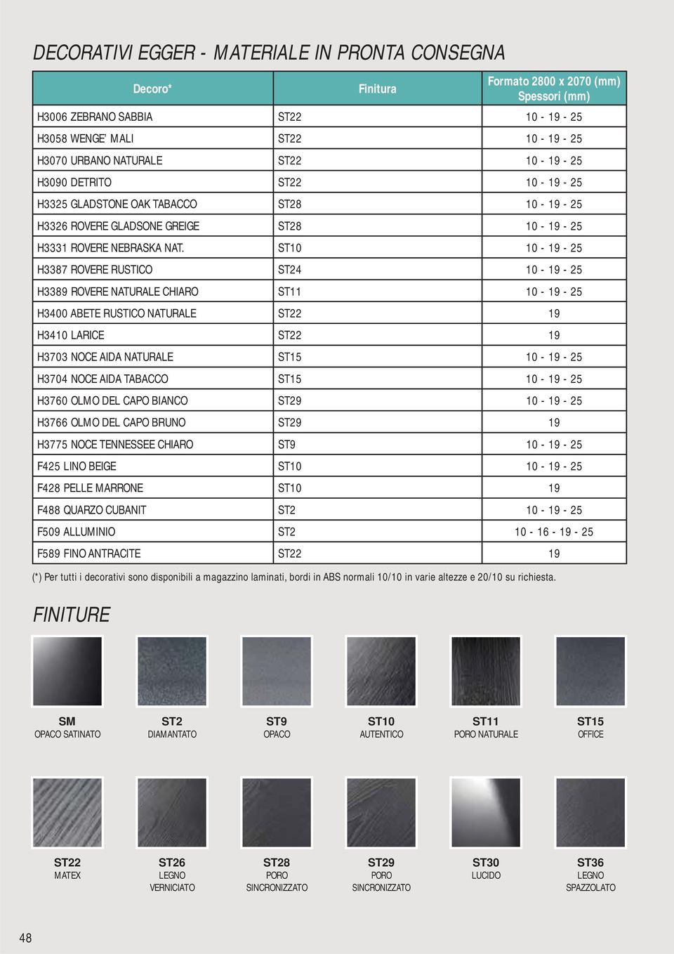 ST0 0-9 - H87 ROVERE RUSTICO ST 0-9 - H89 ROVERE NATURALE CHIARO ST 0-9 - H00 ABETE RUSTICO NATURALE ST 9 H0 LARICE ST 9 H70 NOCE AIDA NATURALE ST 0-9 - H70 NOCE AIDA TABACCO ST 0-9 - H760 OLMO DEL