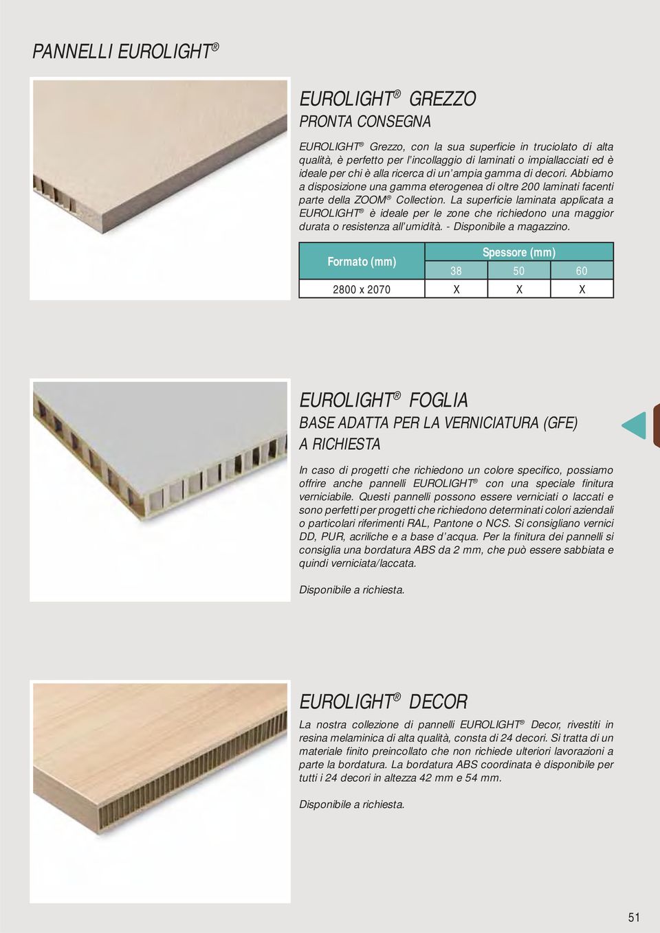 La superfi cie laminata applicata a EUROLIGHT è ideale per le zone che richiedono una maggior durata o resistenza all umidità. - Disponibile a magazzino.