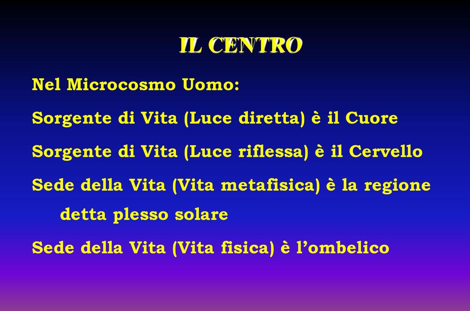 Cervello Sede della Vita (Vita metafisica) è la regione