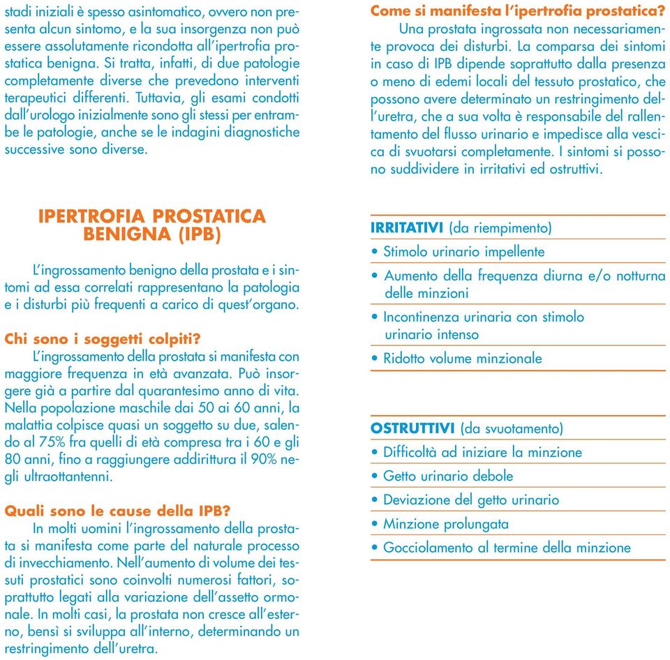 Tuttavia, gli esami condotti dall urologo inizialmente sono gli stessi per entrambe le patologie, anche se le indagini diagnostiche successive sono diverse. Come si manifesta l ipertrofia prostatica?