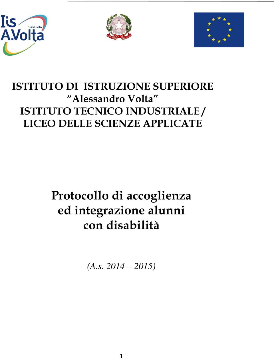 SCIENZE APPLICATE Protocollo di accoglienza ed