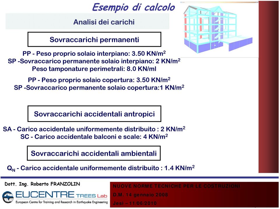 0 KN/ml PP - Peso proprio solaio copertura: 3.