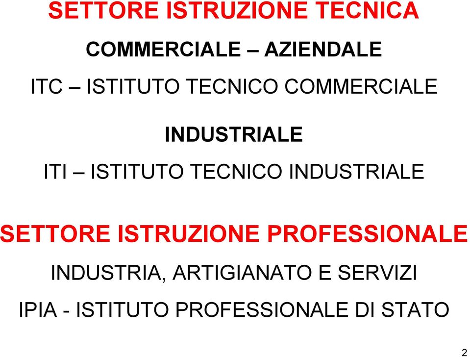 TECNICO INDUSTRIALE SETTORE ISTRUZIONE PROFESSIONALE