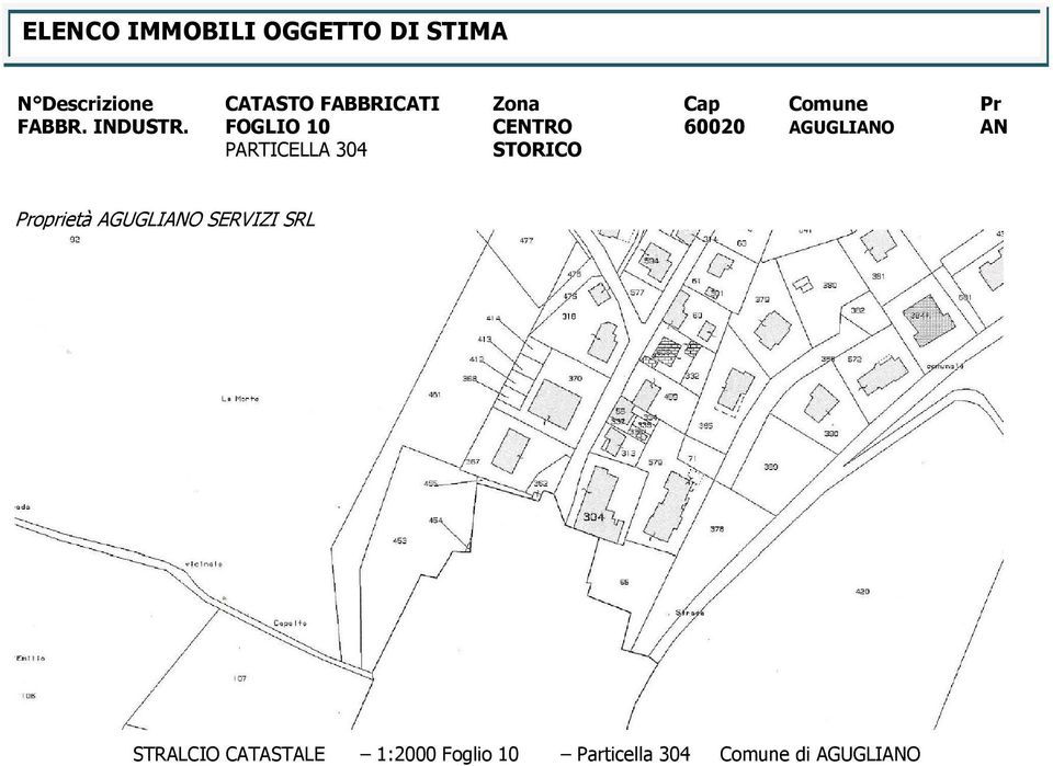 FOGLIO 10 CENTRO 60020 AGUGLIANO AN PARTICELLA 304 STORICO