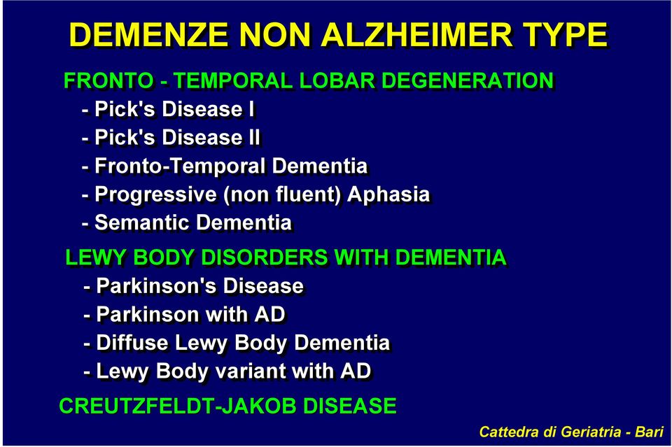 LEWY BODY DISORDERS WITH DEMENTIA - Parkinson's Disease - Parkinson with AD - Diffuse Lewy