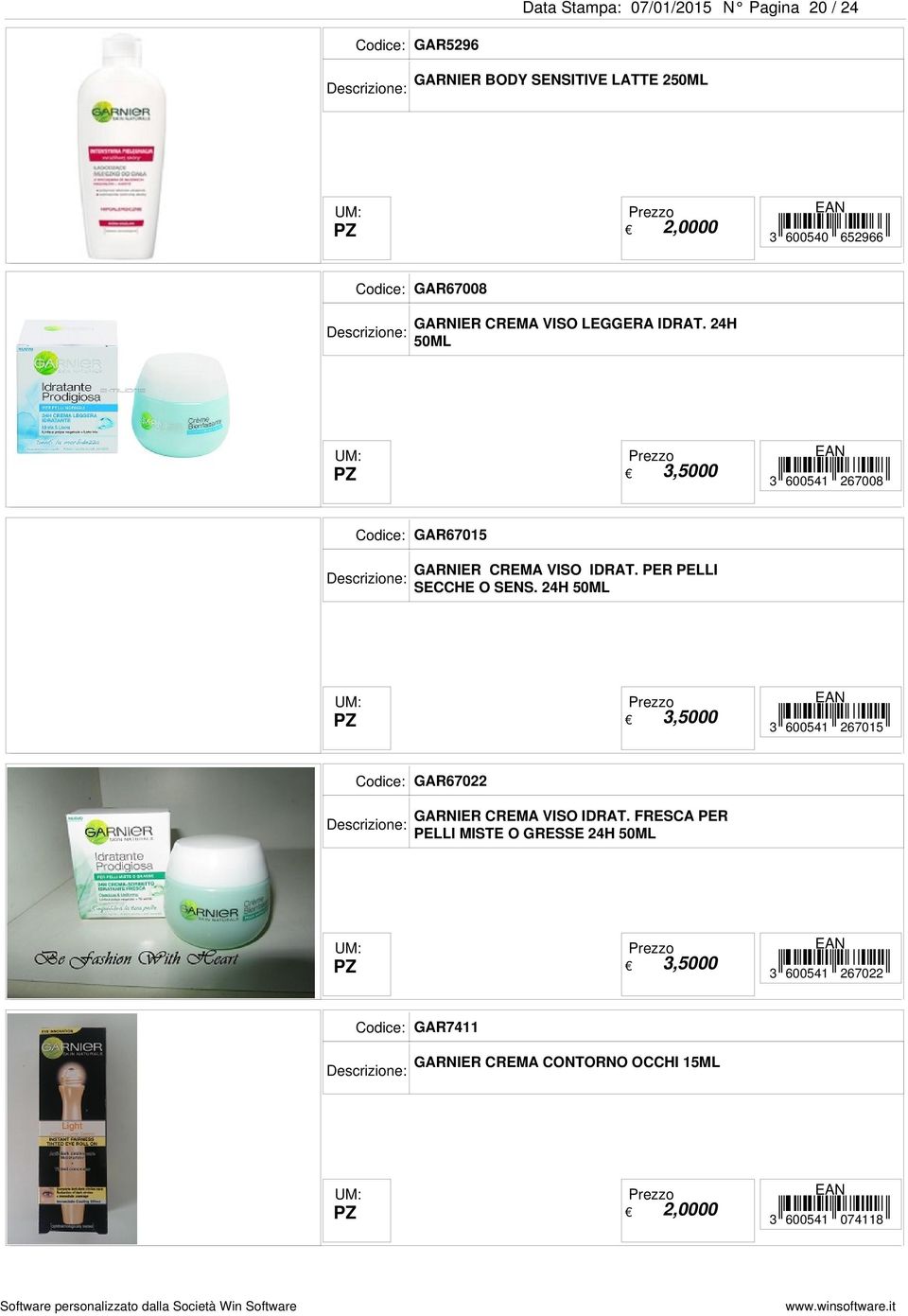 PER PELLI SECCHE O SENS. 24H 50ML 3 600541 267015 GAR67022 GARNIER CREMA VISO IDRAT.