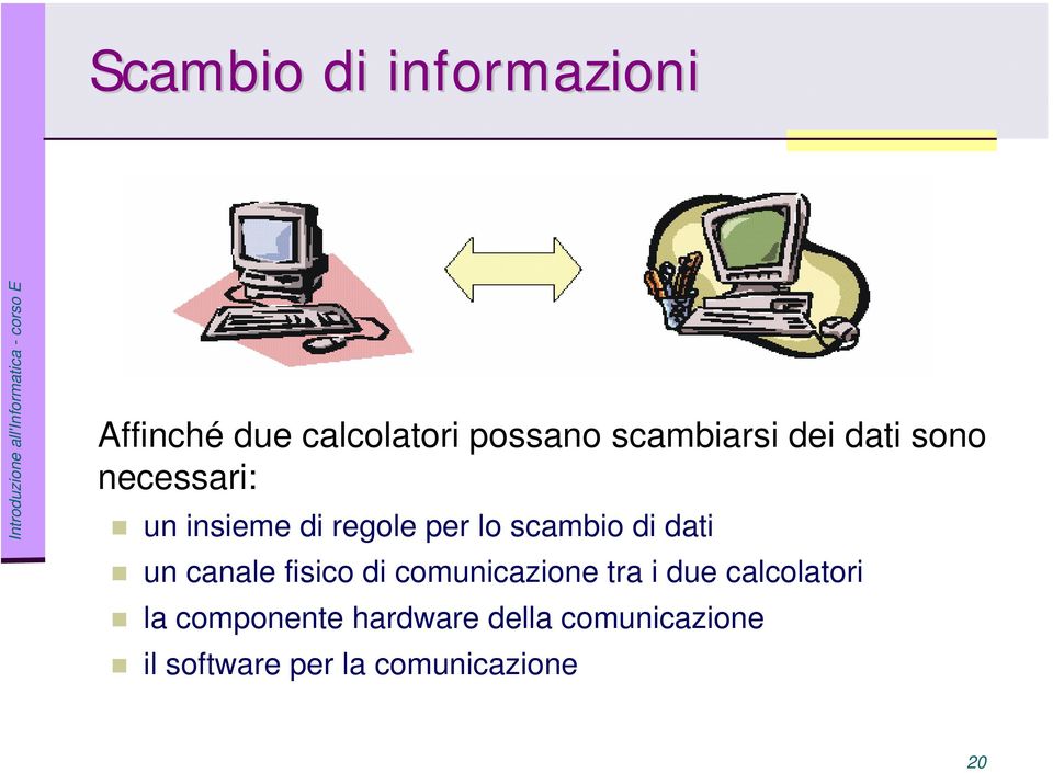 dati un canale fisico di comunicazione tra i due calcolatori la