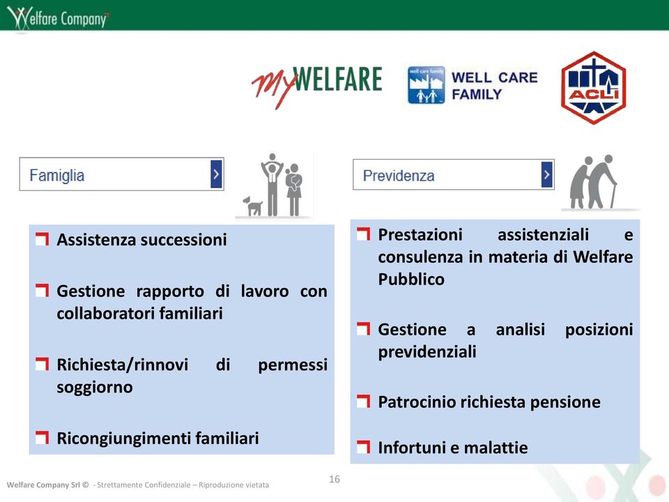 Prestazioni assistenziali e consulenza in materia di Welfare Pubblico