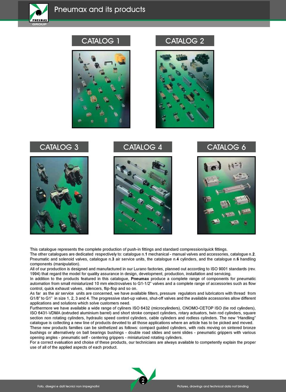 3 air service units, the catalogue n.4 cylinders, and the catalogue n.6 handling components (manipulation).