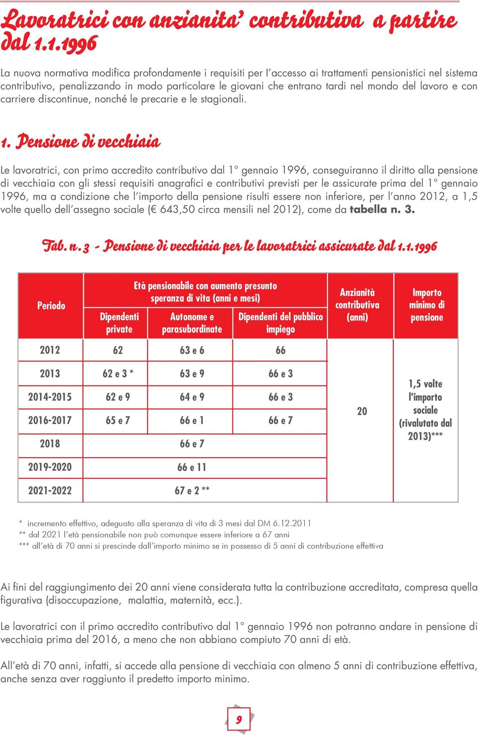 mondo del lavoro e con carriere discontinue, nonché le precarie e le stagionali. 1.