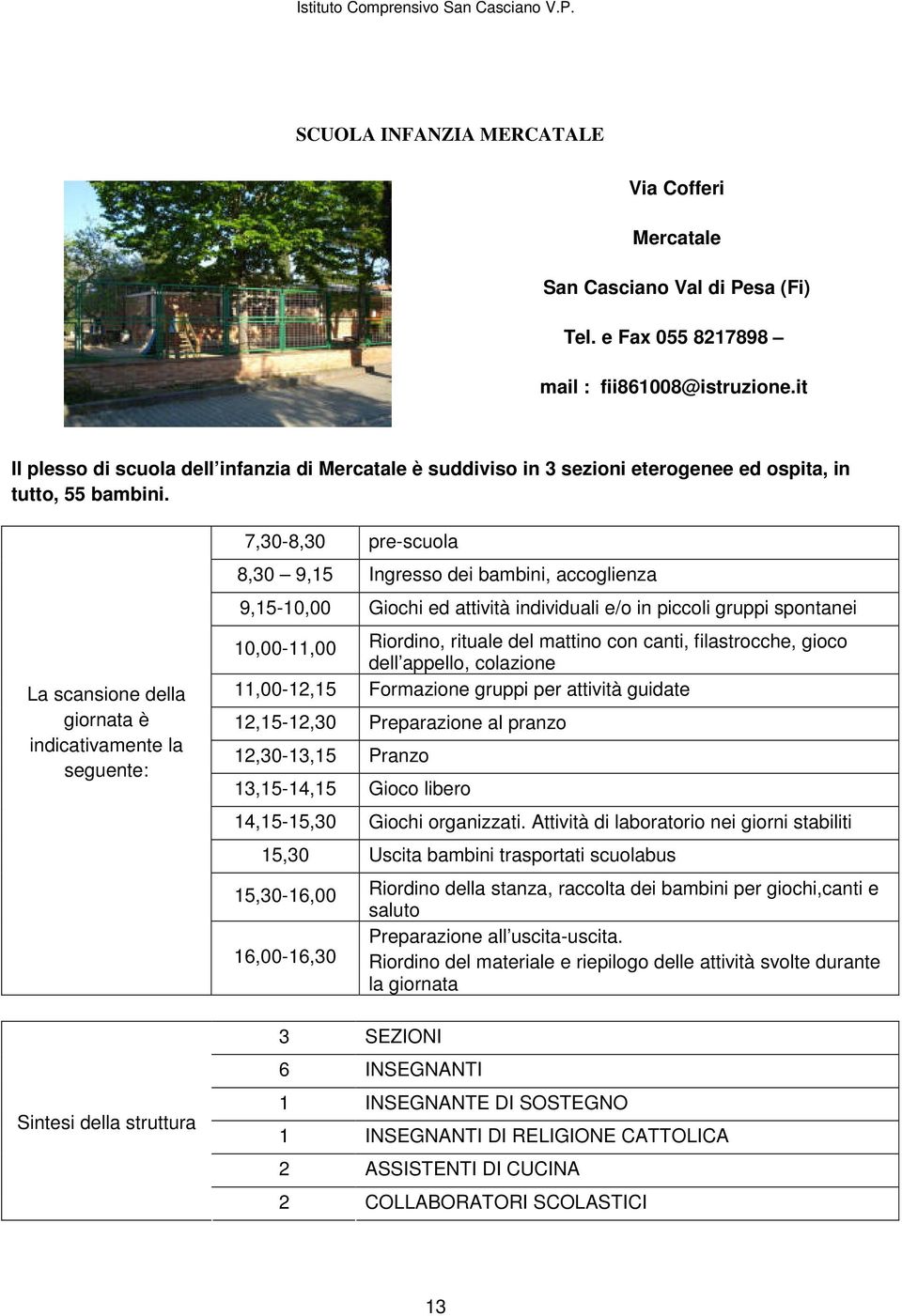 giornata è indicativamente la seguente: 7,30-8,30 pre-scuola 8,30 9,15 Ingresso dei bambini, accoglienza 9,15-10,00 Giochi ed attività individuali e/o in piccoli gruppi spontanei 10,00-11,00