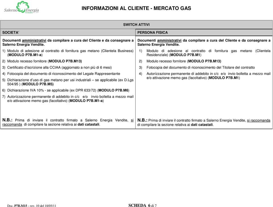 industriali se applicabile (ex D.Lgs 504/95 ) (MODULO P7B.M5) 6) Dichiarazione IVA 10% - se applicabile (ex DPR 633/72) (MODULO P7B.