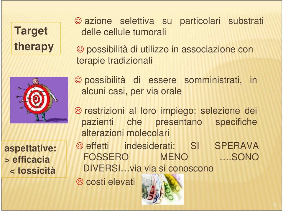 aspettative: > efficacia < tossicità restrizioni al loro impiego: selezione dei pazienti che presentano