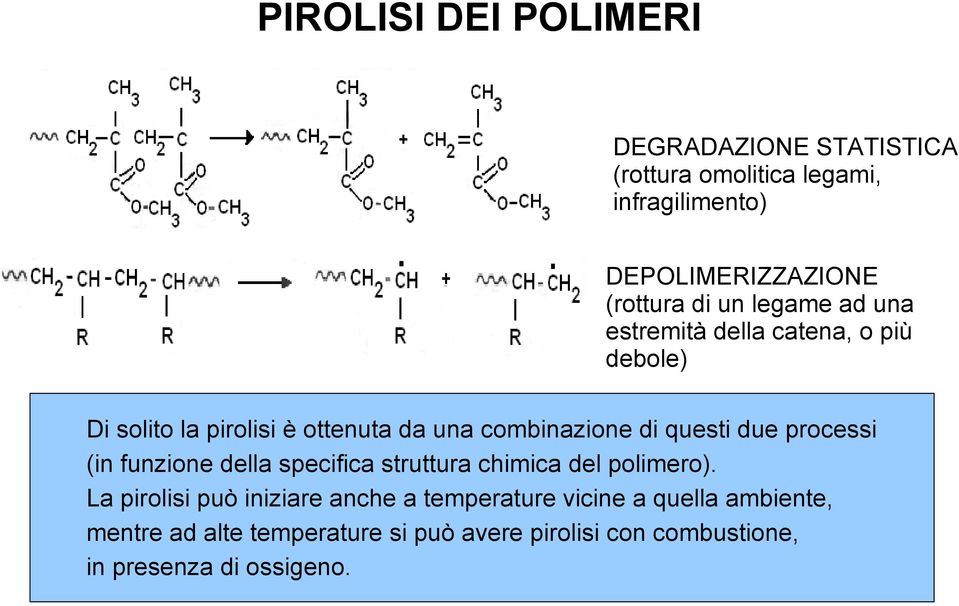 questi due processi (in funzione della specifica struttura chimica del polimero).
