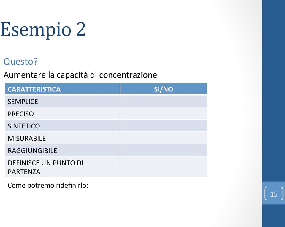 CARATTERISTICA SEMPLICE PRECISO SINTETICO