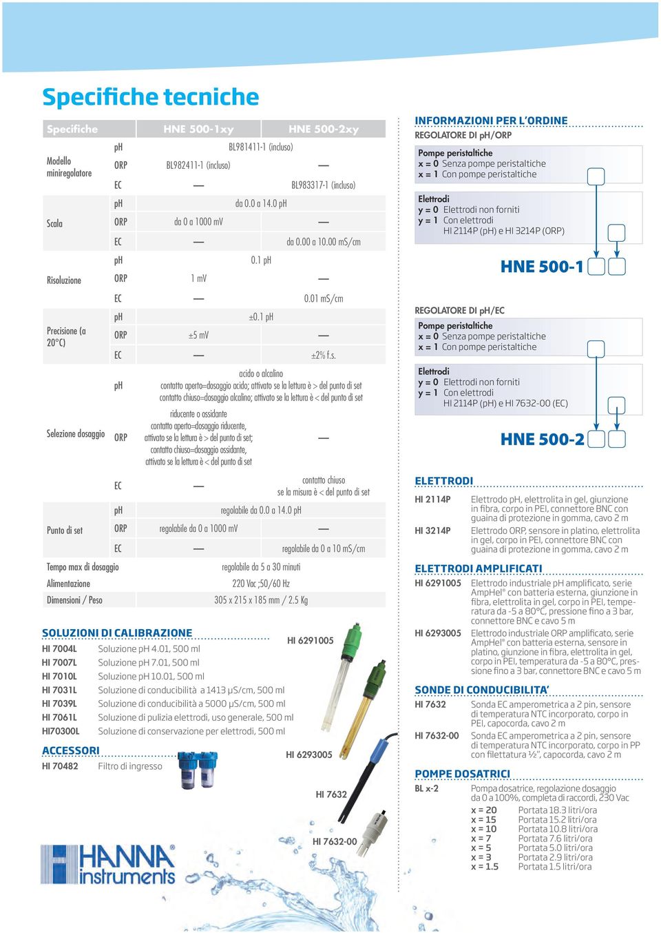 01, 500 ml HI 7031L Soluzione di conducibilità a 1413 µs/cm, 500 ml HI 7039L Soluzione di conducibilità a 5000 µs/cm, 500 ml HI 7061L Soluzione di pulizia elettrodi, uso generale, 500 ml HI70300L