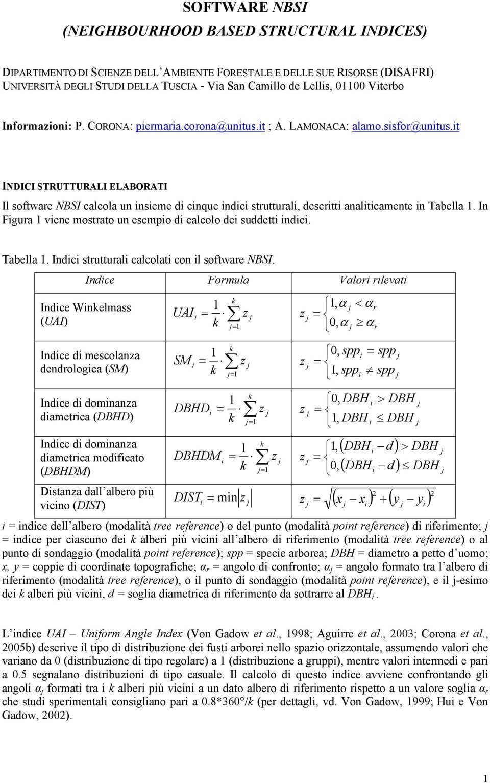 t INDICI STRUTTURALI ELABORATI Il software NBSI calcola un nseme d cnque ndc struttural, descrtt analtcamente n Tabella. In Fgura vene mostrato un esempo d calcolo de suddett ndc. Tabella. Indc struttural calcolat con l software NBSI.