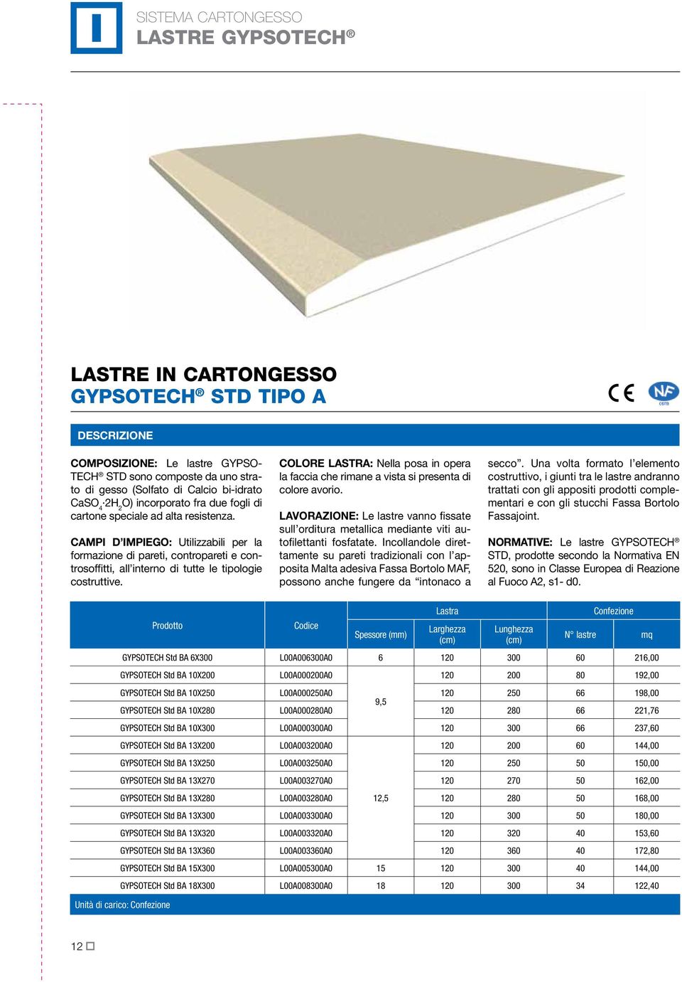 CAMPI D IMPIEGO: Utilizzabili per la formazione di pareti, contropareti e controsoffitti, all interno di tutte le tipologie costruttive.