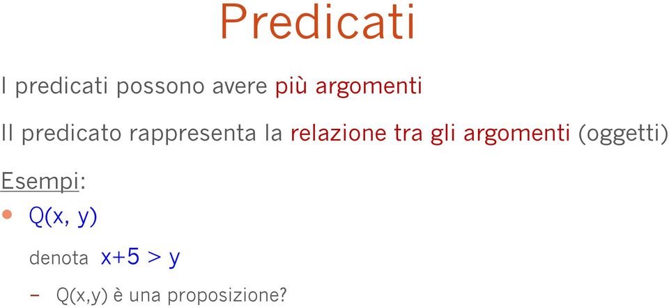 relazione tra gli argomenti (oggetti)