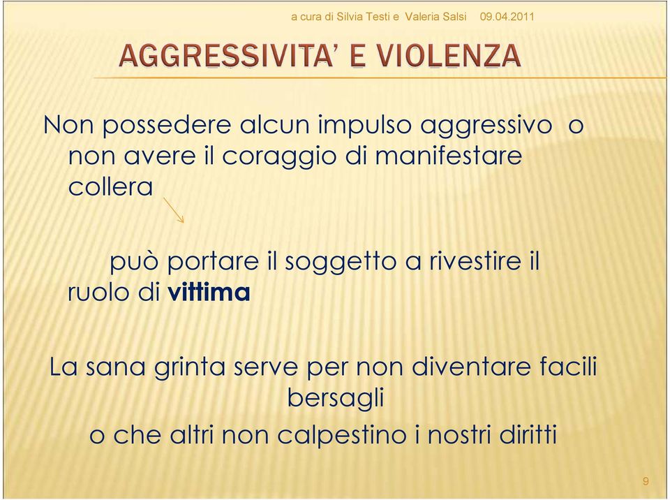 rivestire il ruolo di vittima La sana grinta serve per non