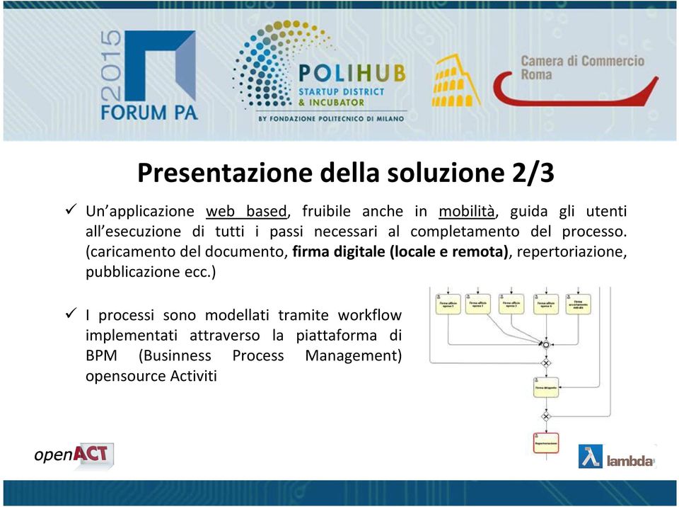 (caricamento del documento, firma digitale (locale e remota), repertoriazione, pubblicazione ecc.