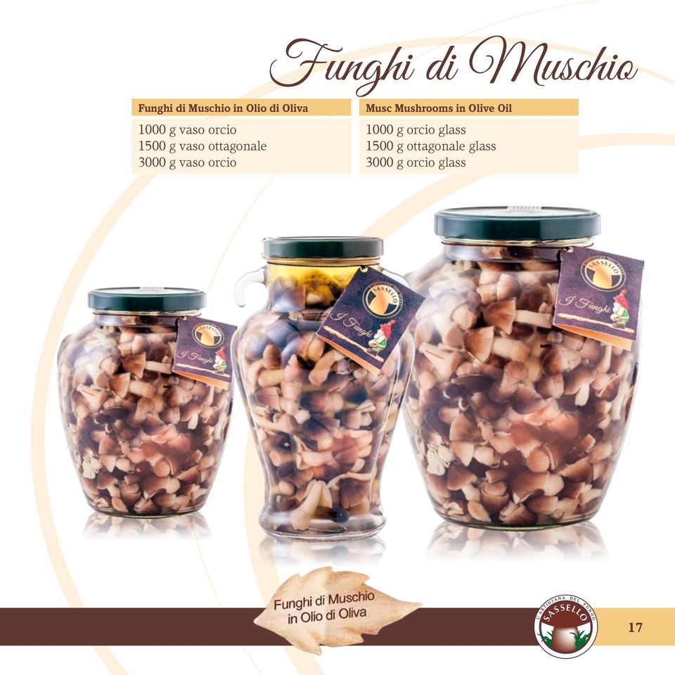 3000 g vaso orcio Musc Mushrooms in Olive Oil 1000
