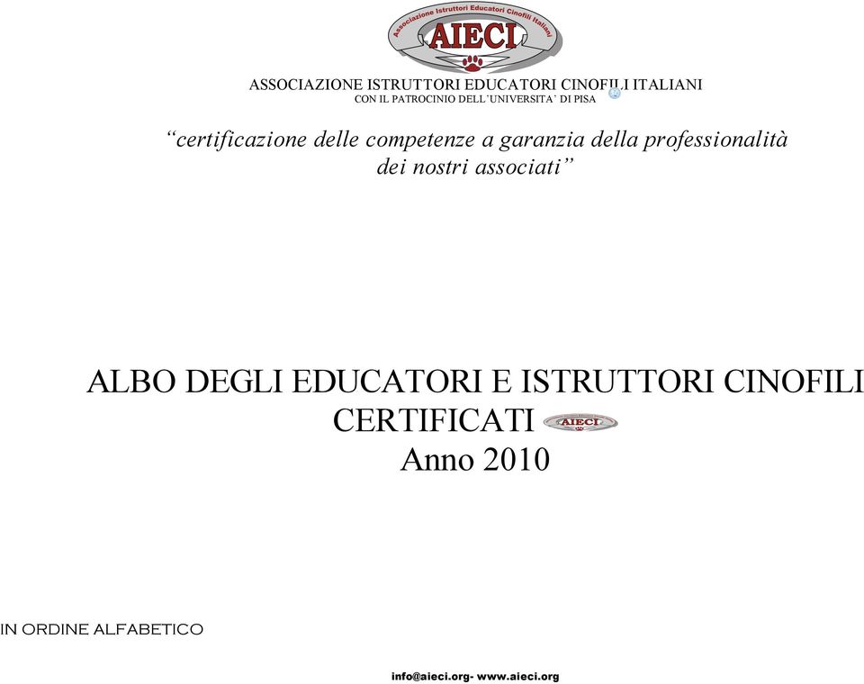 CERTIFICATI Anno 2010