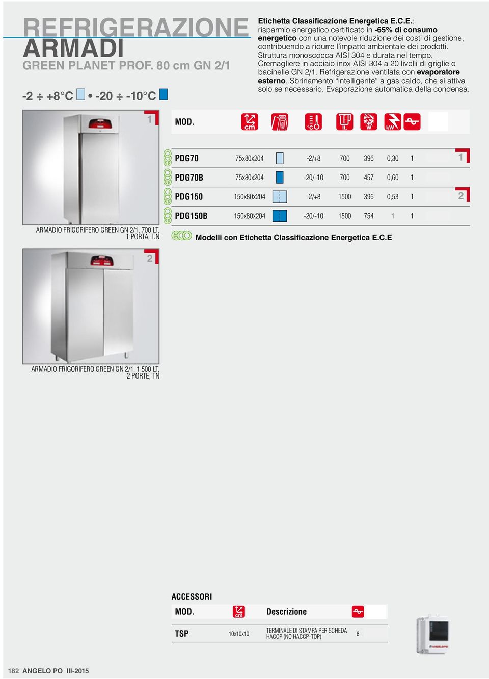 Sbrinamento intelligente a gas caldo, che si attiva solo se necessario. Evaporazione automatica della condensa. PDG70 75x80x04 -/+8 700 396 0,30 3.68 PDG70B 75x80x04-0/-0 700 457 0,60 4.