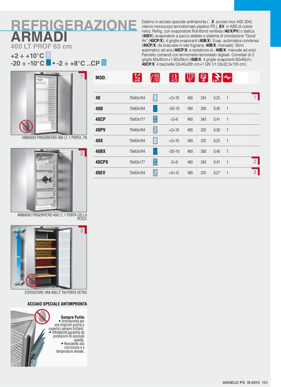 automatica condensa (40CP/X: da evacuare in rete fognaria, 40B/X: manuale). Sbrin. automatico ad aria (40CP/X: a resistenza el.; 40B/X: manuale ad aria).