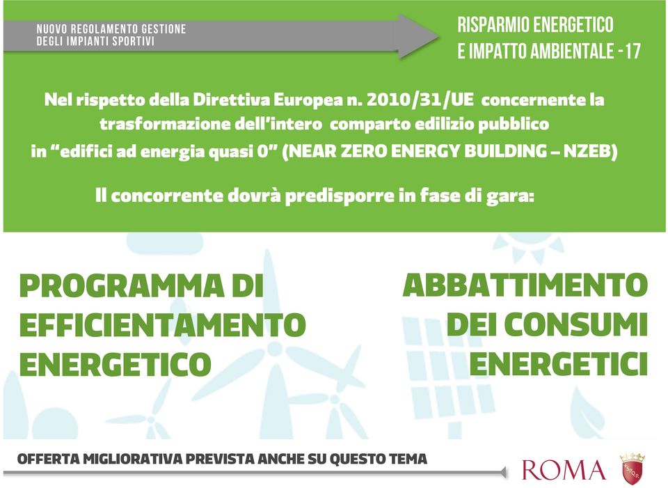 quasi 0 (NEAR ZERO ENERGY BUILDING NZEB) Il concorrente dovrà predisporre in fase di gara: PROGRAMMA