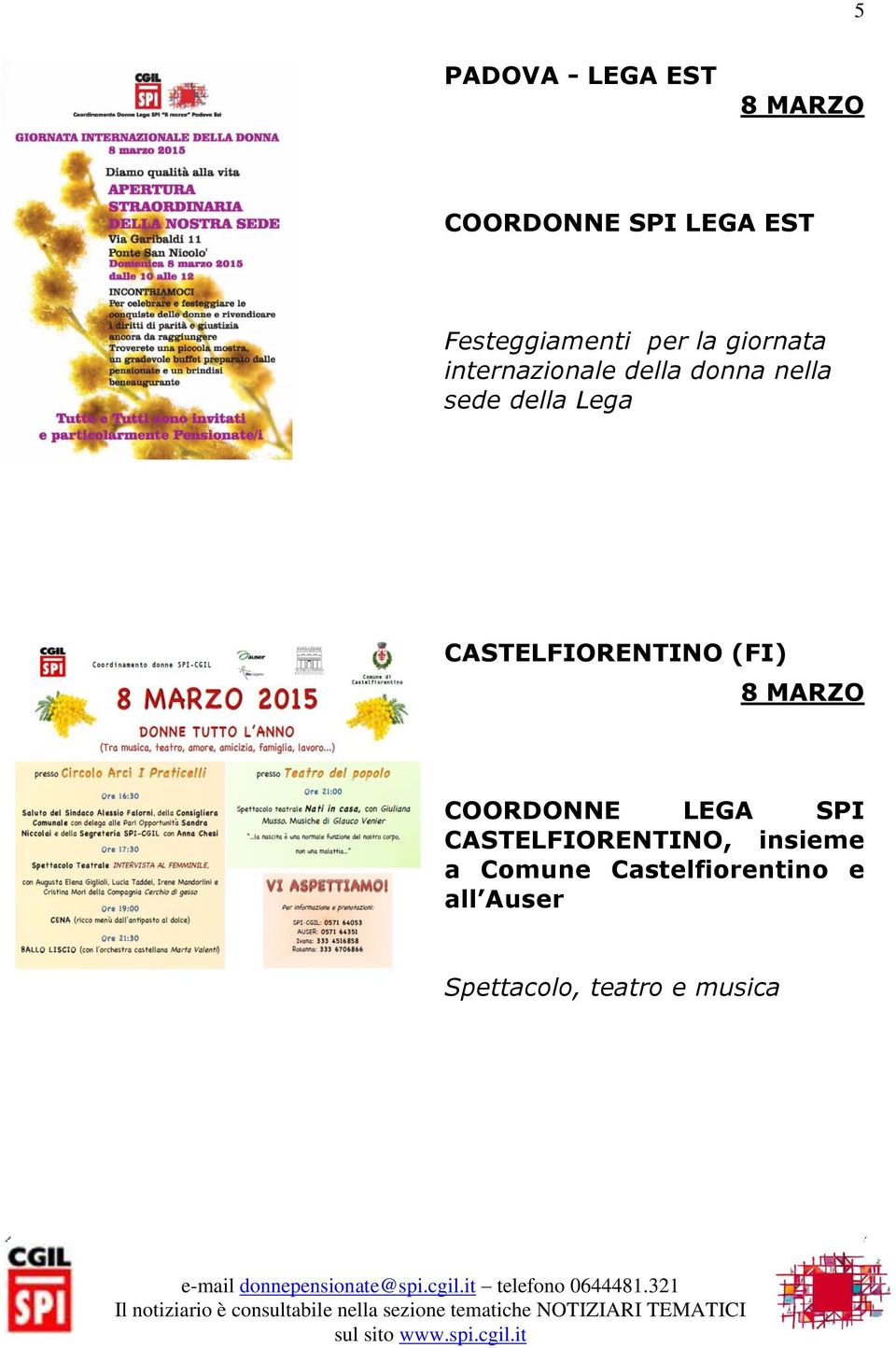 CASTELFIORENTINO (FI) 8 MARZO COORDONNE LEGA SPI CASTELFIORENTINO,