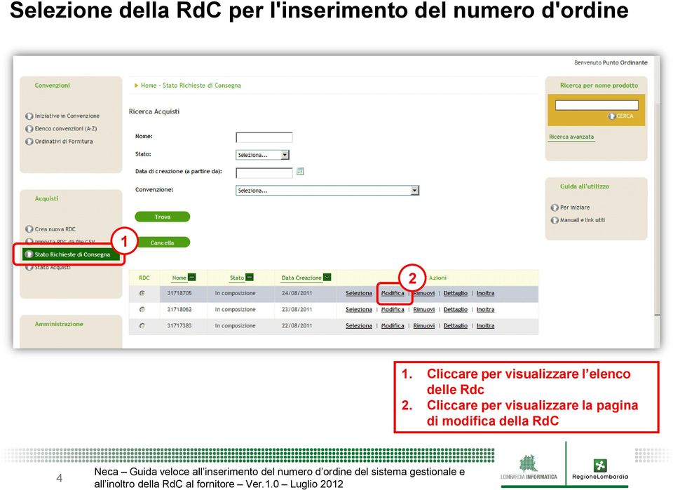 Cliccare per visualizzare l elenco delle