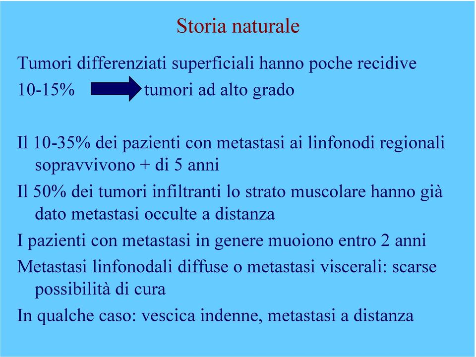 muscolare hanno già dato metastasi occulte a distanza I pazienti con metastasi in genere muoiono entro 2 anni