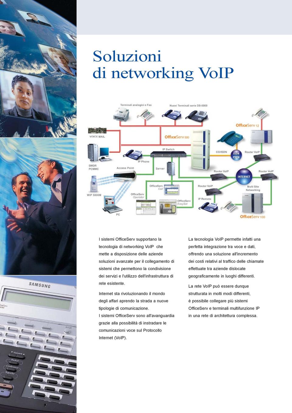 I sistemi OfficeServ sono all'avanguardia grazie alla possibilità di instradare le comunicazioni voce sul Protocollo Internet (VoIP).