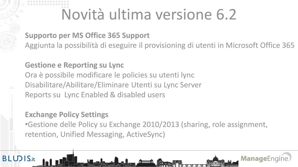 Office 365 Gestione e Reporting su Lync Ora è possibile modificare le policies su utenti lync