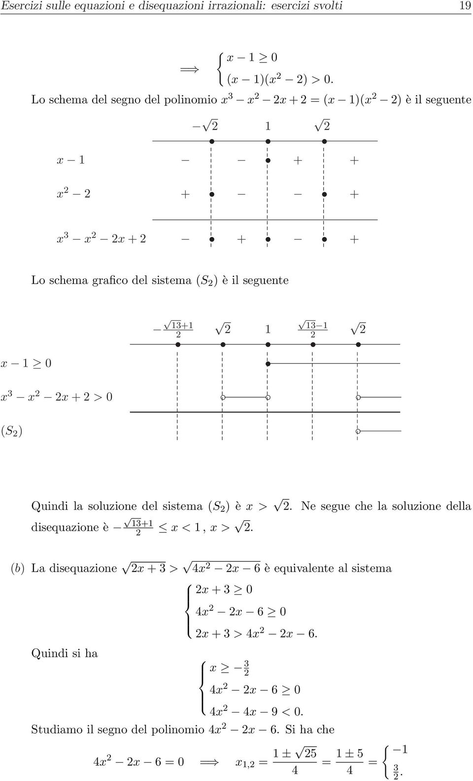0 3 3+ x 3 x x + > 0 (S ) Quindi la soluzione del sistema (S ) è x >. Ne segue che la soluzione della disequazione è 3+ x <, x >.